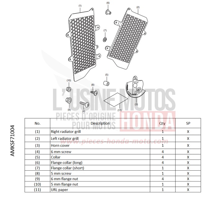 KIT,RADIATOR GRILL de Africa Twin DCT GRAND PRIX RED (R380B) de 2022